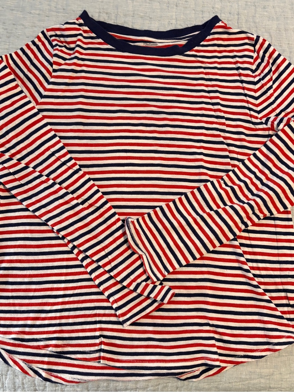 Madewell Kids Long-Sleeve Striped Tee - Red, Navy & White